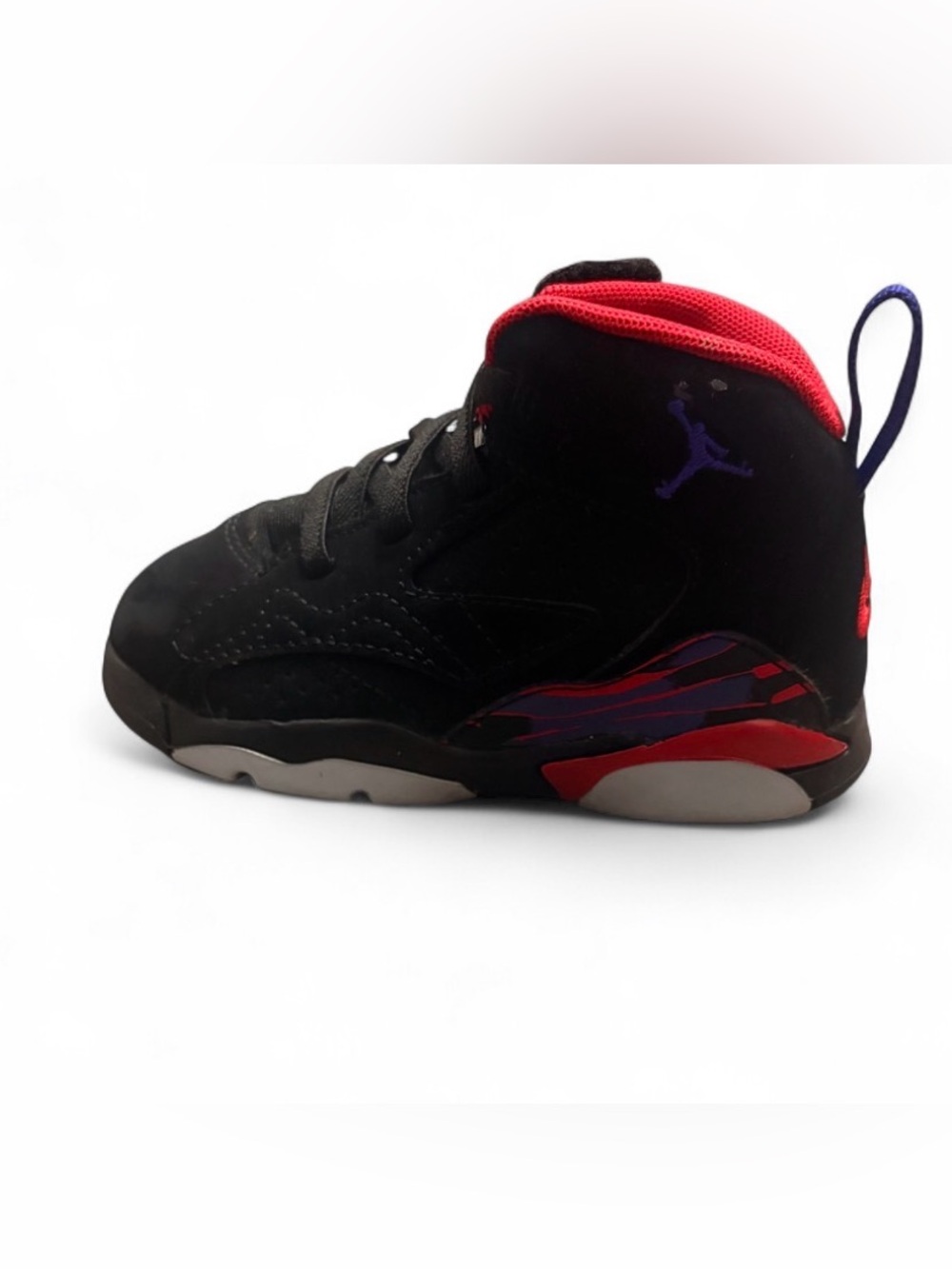 Jordan Kids Black Sneakers with Red and Purple Accents